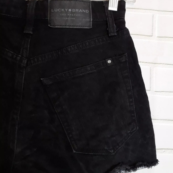 Lucky Brand Lucky Pins Distressed Cut Off Denim Black Jean Shorts 00/24 - Picture 4 of 7